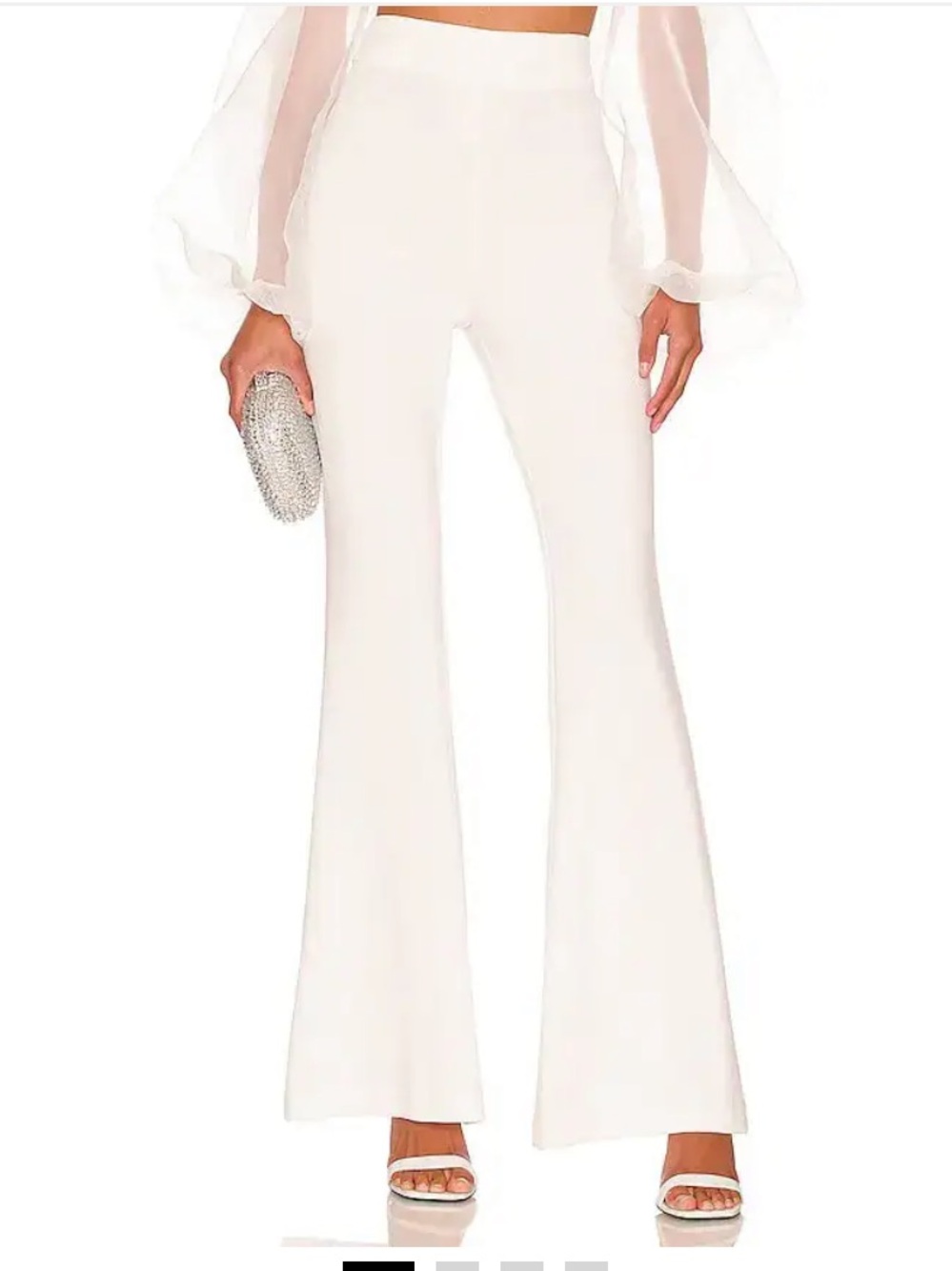 Nookie Illusion Flare Pants In Ivory White Size Small